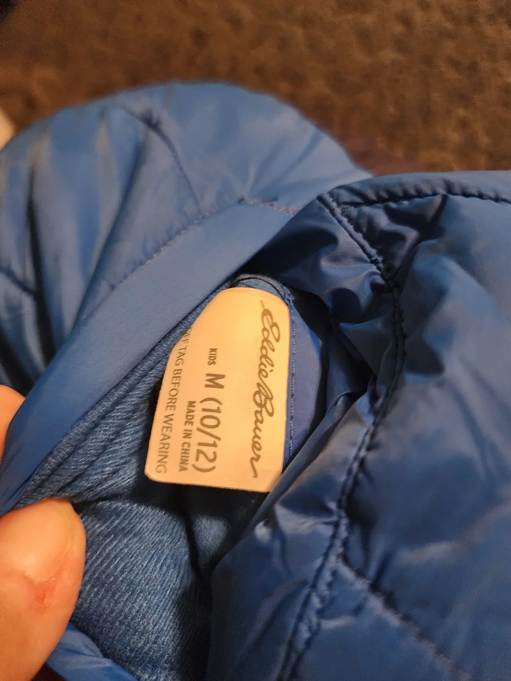 Eddie Bauer Two-Tone Purple and Blue Hooded Puffer Jacket